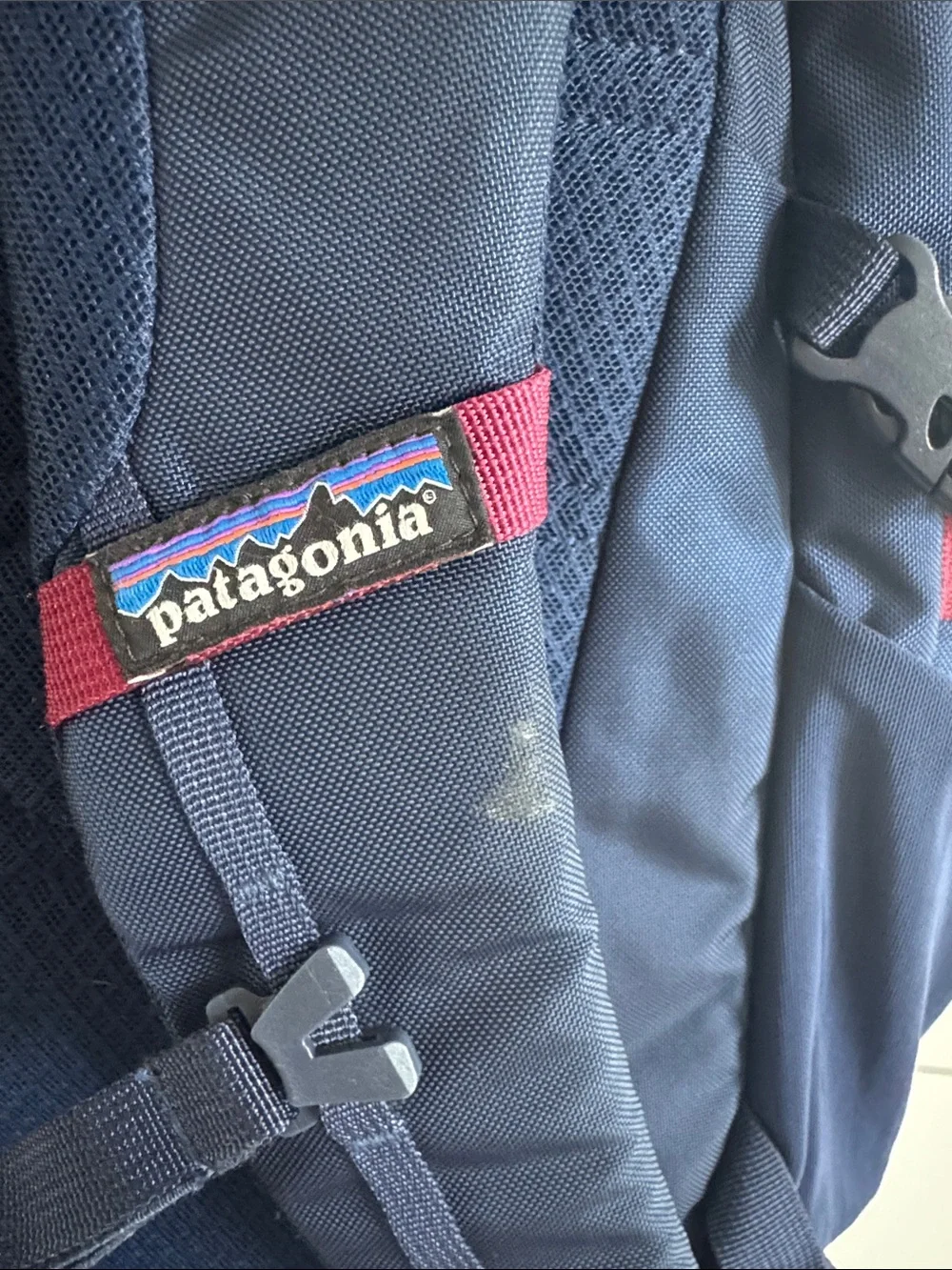 Patagonia Navy and Burgundy Daypack with Multiple Pockets